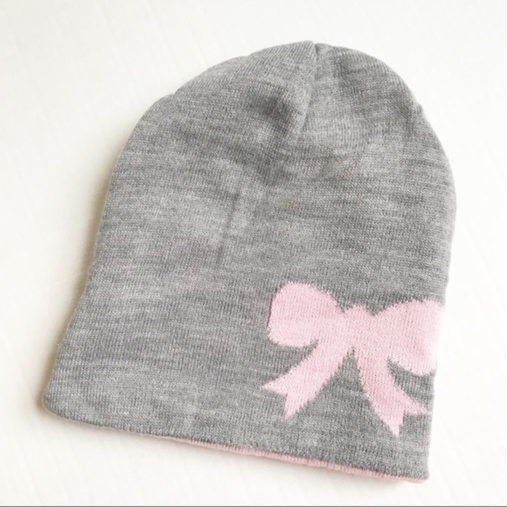 Charming Charlie Pink & Gray Reversible Winter Cap